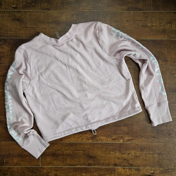 Calvin Klein Performance V-Neck Crop Sweatshirt Mauve Pink Size Large - Picture 8 of 9
